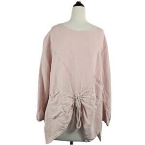 Saga Italy 100% Linen Top Pink Size Large
